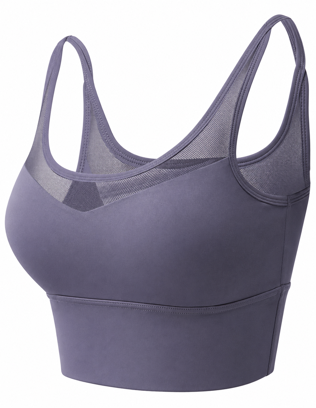 Purple sports bra on a white background
