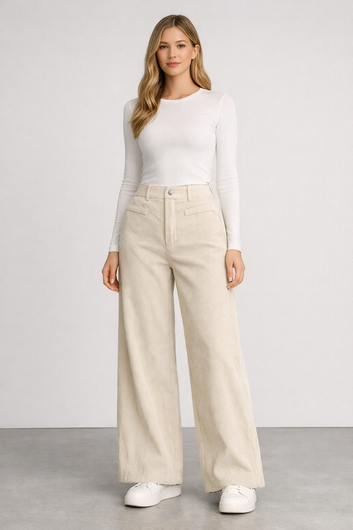High-Rise Corduroy Wide-Leg Pants