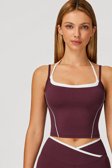 Women's Sculpt Fit Padded Crop Top – Contrast Trim Active Tank (Limited Time Offer)