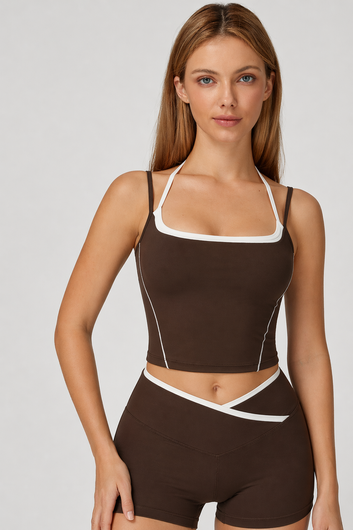 Women's Sculpt Fit Padded Crop Top – Contrast Trim Active Tank (Limited Time Offer)