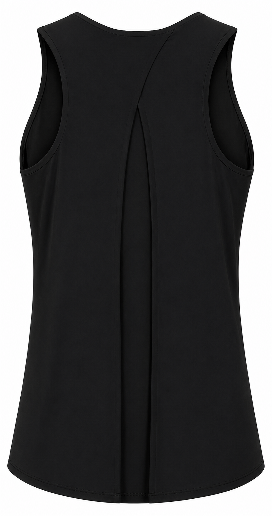 Black sleeveless top on a white background