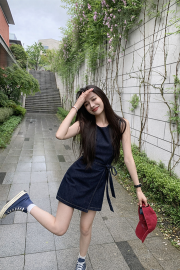 Midnight Denim Wrap Mini Dress (Limited Time Offer)